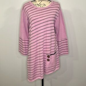 Margaret Winters lightweight asymmetrical striped sweater M